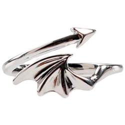 Punk Angel Devil Wings Rings Retro Dragon Arrow Open Rings Adjustable for Women Girls Fashion Couple Index Finger Rings Jewelry(White)