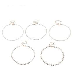 COLORFUL BLING Set Multi Size Pearl Chain Link Adjustable Pendant Choker Necklace Stacking for Women Girl Jewelry Dainty Minimalist Bohemian Simple Layered Gifts