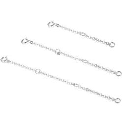 Sllaiss 3 Pcs 925 Sterling Silver Necklace Extender Chain Bracelet Anklet Chain Set for Necklace Adjustable Length 2'' 3'' 4''