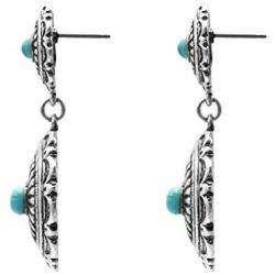 Rosemarie Collections Womens Western Concho Style Turquoise Drop Statement Post Earrings, 2''