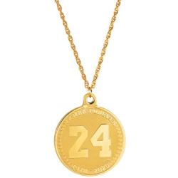 Forever 24KT Gold Plated 2 sided Medallion Memorial Necklace | Rope 24” Goldtone Chain | Basketball Tribute to Number 8, 24 Jersey | 1978-2020 G.O.A.T