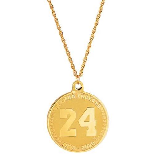 Forever 24KT Gold Plated 2 sided Medallion Memorial Necklace | Rope 24” Goldtone Chain | Basketball Tribute to Number 8, 24 Jersey | 1978-2020 G.O.A.T