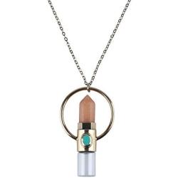 Womens Necklace with Essential Oil Roller Ball Bottle and Chakra Healing Stone Pendant Peach Aventurine Costume Jewelry Boho Style Long Necklace Unique Fashion Great Gift