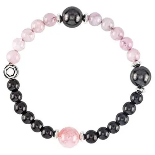 Modern ŌM Day & Night Wrist Mala for Women | Authentic Shungite Stone Bracelet for EMF Protection | 6mm Rose Quartz and Rhodium Plated Sterling Silver Yoga Jewelry Modern ŌM Day & Night Wrist Mala for Women | Authentic Shungite Stone Bracelet for EMF Protection | 6mm Rose Quartz and Rhodium Plated Sterling Silver Yoga Jewelry