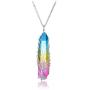CrystalTears Healing Crystal Necklace Tree of Life Wire Wrapped Titanium Coated Chakra Reiki Healing Crystal Points Gemstone Pendant Necklace Jewelry for Women