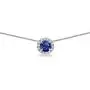 Sterling Silver Genuine or Synthetic Gemstone and White Topaz Round Halo Slide Short Choker Necklace for Girls, Teens or Women Sterling Silver Genuine or Synthetic Gemstone and White Topaz Round Halo Slide Short Choker Necklace for Girls, Teens or Women