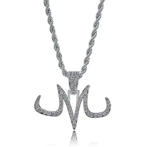 KMASAL Jewelry Hip Hop Iced Out Bling Magic Tattoo Logo M Personality Pendant 18K Gold Plated Chain Necklace for Men Women