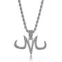 KMASAL Jewelry Hip Hop Iced Out Bling Magic Tattoo Logo M Personality Pendant 18K Gold Plated Chain Necklace for Men Women