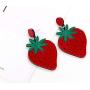 Strawberry Earrings Acrylic Big Drop Dangle Earrings, Cute Fun Fruit Dangle Earrings, Light Fashion Earrings for Women and Girls