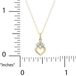 Disney Princess 14K Gold Tiara Heart Pendant with Gold Filled Chain, Official License