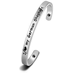WUSUANED I Love My German Shepherd Cuff Bracelet With Animal Paw Pet Lover Gift