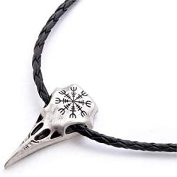 Davitu Vintage Raven Skull Pendant Necklace Silver Color Crow Head Skeleton Amulet Men Necklace Fashion Punk Prayer Jewelry