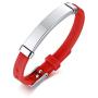 VNOX NO Needle OR BP This ARM Silicone Rubber Stainless Steel Adjust Bracelet Wristband Gift for Boys Girls Kids,Red