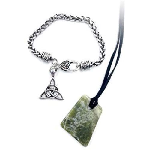 Connemara Irish Marble Wishing Stone Necklace and Trinity Bracelet