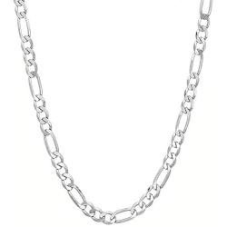 Savlano 925 Sterling Silver 6.5mm Italian Solid Figaro Link Chain Necklace With Gift Box For Men & Women - Made in Italy