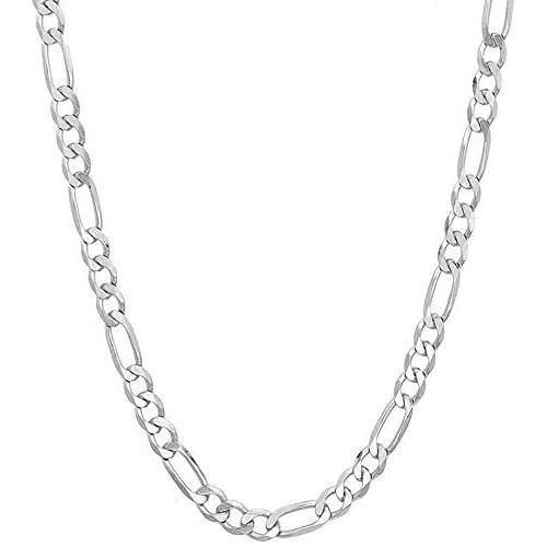 Savlano 925 Sterling Silver 6.5mm Italian Solid Figaro Link Chain Necklace With Gift Box For Men & Women - Made in Italy