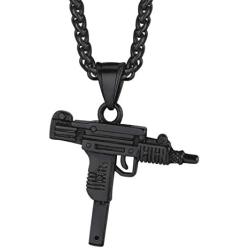 PROSTEEL Punk Rock Necklace,M16A4 Rifle Shape Pendant & Chain，Cool Men Jewelry,Gift for Him