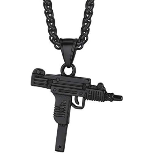 PROSTEEL Punk Rock Necklace,M16A4 Rifle Shape Pendant & Chain，Cool Men Jewelry,Gift for Him