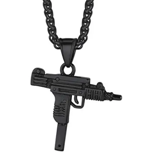 PROSTEEL Punk Rock Necklace,M16A4 Rifle Shape Pendant & Chain，Cool Men Jewelry,Gift for Him