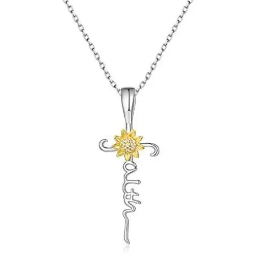 AONED S925 Sterling Silver Sunflower Cross Necklace Jewelry Gifts for Women Girls (Pack with Message Gifts Card) AONED S925 Sterling Silver Sunflower Cross Necklace Jewelry Gifts for Women Girls (Pack with Message Gifts Card)