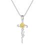 AONED S925 Sterling Silver Sunflower Cross Necklace Jewelry Gifts for Women Girls (Pack with Message Gifts Card)