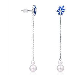 Threader Earrings for Women, 925 Sterling Silver Family Tree of Life Dangle Earrings, 5A Cubic Zirconia Drop Earrings Gift for Women Girls