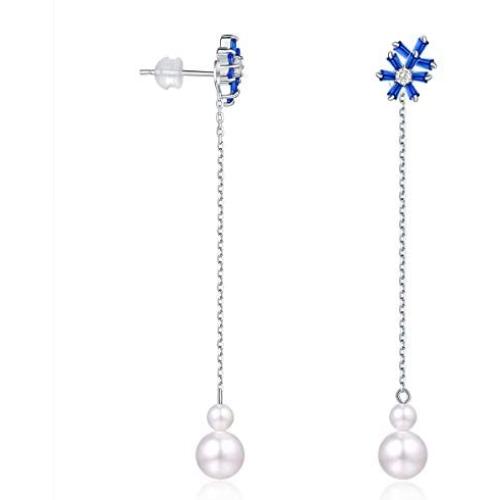Threader Earrings for Women, 925 Sterling Silver Family Tree of Life Dangle Earrings, 5A Cubic Zirconia Drop Earrings Gift for Women Girls
