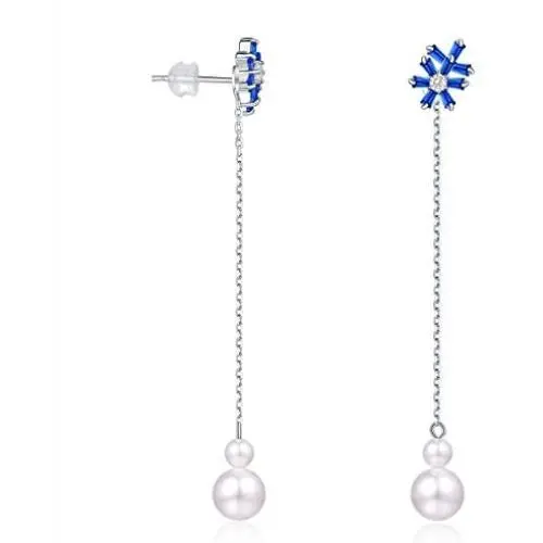 Threader Earrings for Women, 925 Sterling Silver Family Tree of Life Dangle Earrings, 5A Cubic Zirconia Drop Earrings Gift for Women Girls