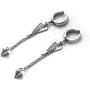 Fusamk Punk Rock Stainless Steel Triangle Ear Clip Earrings Spike Long Chain Dangle Earrings