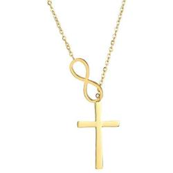 MiniJewelry Silver Cross Necklace Rose Gold Cross Necklace Gold Cross Necklace Infinity Cross Necklace for Women, 18 Inch