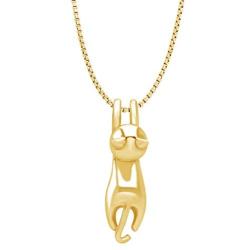 AFFY Sterling Silver Flying Hanging Cat Pendant Necklace for Women