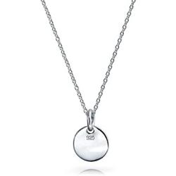 Tiny Minimalist Abc Round Disc Block Letter Alphabet A-Z Initial Pendant Necklace For Teen For Women 925 Sterling Silver