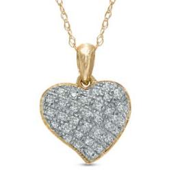 Royal Jewelz 1/7CTTW Diamond Puffed Heart Pendant Necklace in 10k Yellow Gold. Comes with 10k Gold Chain.