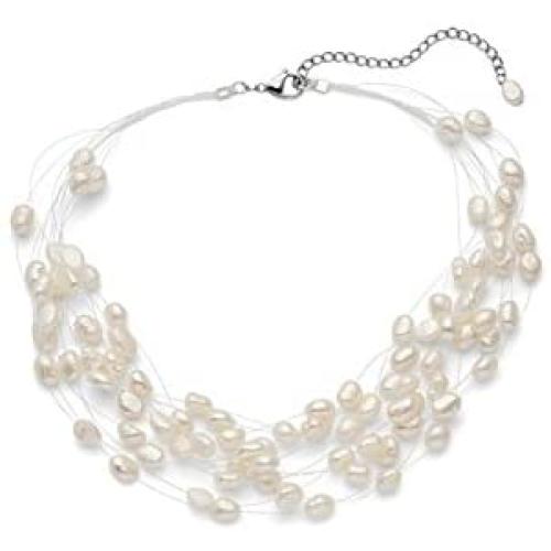 Regalia Multi Strand Baroque White Freshwater Cultured Pearl Necklace