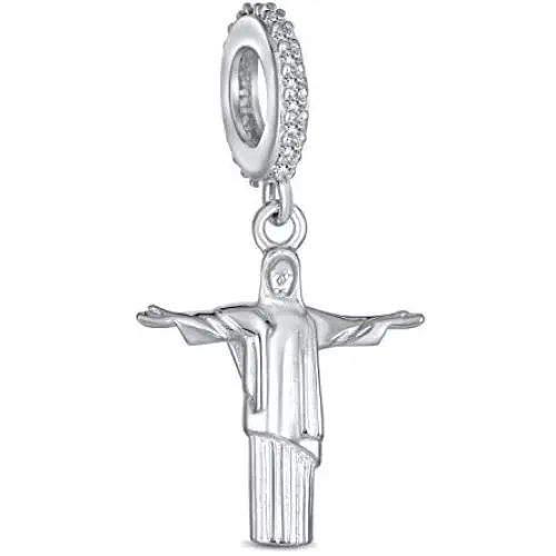 Tourism Brazil Vacation Christo Redentor Brazilian Landmark Jesus Christ Dangle Charm Bead For Women Teen .925 Sterling Silver Fits European Bracelet Tourism Brazil Vacation Christo Redentor Brazilian Landmark Jesus Christ Dangle Charm Bead For Women Teen .925 Sterling Silver Fits European Bracelet