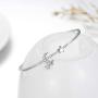 AOBOCO Sterling Silver Moon & Star Bangle Bracelet Embellished with Crystals from Austria, Fine Anniversary Birthday Jewelry Gifts for Women