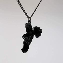 Black Raven Black Crow Gothic Pewter Pendant Necklace