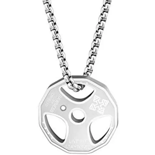 Titanium Stainless Steel Fitness Gym Necklace Weight Plate Barbell Dumbbell Necklaces Titanium Stainless Steel Fitness Gym Necklace Weight Plate Barbell Dumbbell Necklaces