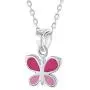 925 Sterling Silver Pink Enamel Butterfly Necklace Pendant for Girls 16'' 925 Sterling Silver Pink Enamel Butterfly Necklace Pendant for Girls 16''