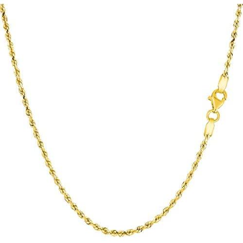 10K SOLID Yellow Gold 1.25mm-5.00mm Thick Shiny Diamond-Cut Mens Solid Rope Chain Necklace for Pendants and Charms and Bracelet with Lobster-Claw Clasp (7'' 8'' 9'',10'',16'',18'', 20'',22'' 24'' and 30'')