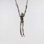 Gothic Skeleton with Moving Arms and Legs Silver Finish Pewter Pendant Necklace