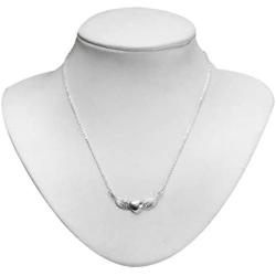 Silvershake 925 Sterling Silver Love Heart Angel Wing Pendant with 16 to 18 Inch Chain Necklace