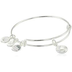 Alex and Ani Womens Swarovski Color Code Bangle April Clear Crystal Bracelet, Shiny Silver, Expandable