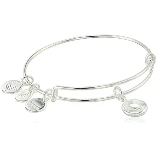 Alex and Ani Womens Swarovski Color Code Bangle April Clear Crystal Bracelet, Shiny Silver, Expandable Alex and Ani Womens Swarovski Color Code Bangle April Clear Crystal Bracelet, Shiny Silver, Expandable