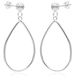 Sea of Ice Sterling Silver Open Teardrop Dangle Hoop Earrings 5mm Bead Post Dangle Earrings for Women Girl
