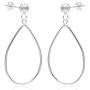 Sea of Ice Sterling Silver Open Teardrop Dangle Hoop Earrings 5mm Bead Post Dangle Earrings for Women Girl
