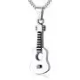 HUANIAN Stainless Steel The Guitar Urn Necklace for Keepsake Memorial Cremation Jewelry,Unisex,19.6'' Chain