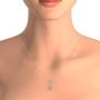 Vaarya 14K White Gold Diamond Halo Stick Pendant Necklace (1/2 Ct tw, AGS Certified GH+/SI2-I1+)