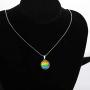 CENWA LGBT Gay Pride Rainbow Time Gemstone Double-Sided Glass Ball Pendant Necklace LGBT Lesbian Jewelry