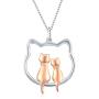 Waysles Cat Heart Necklace/Double Cat Necklace S925 Sterling Silver Lucky Cat Pendant Jewelry Gift for Cat Lover Girls Fashion